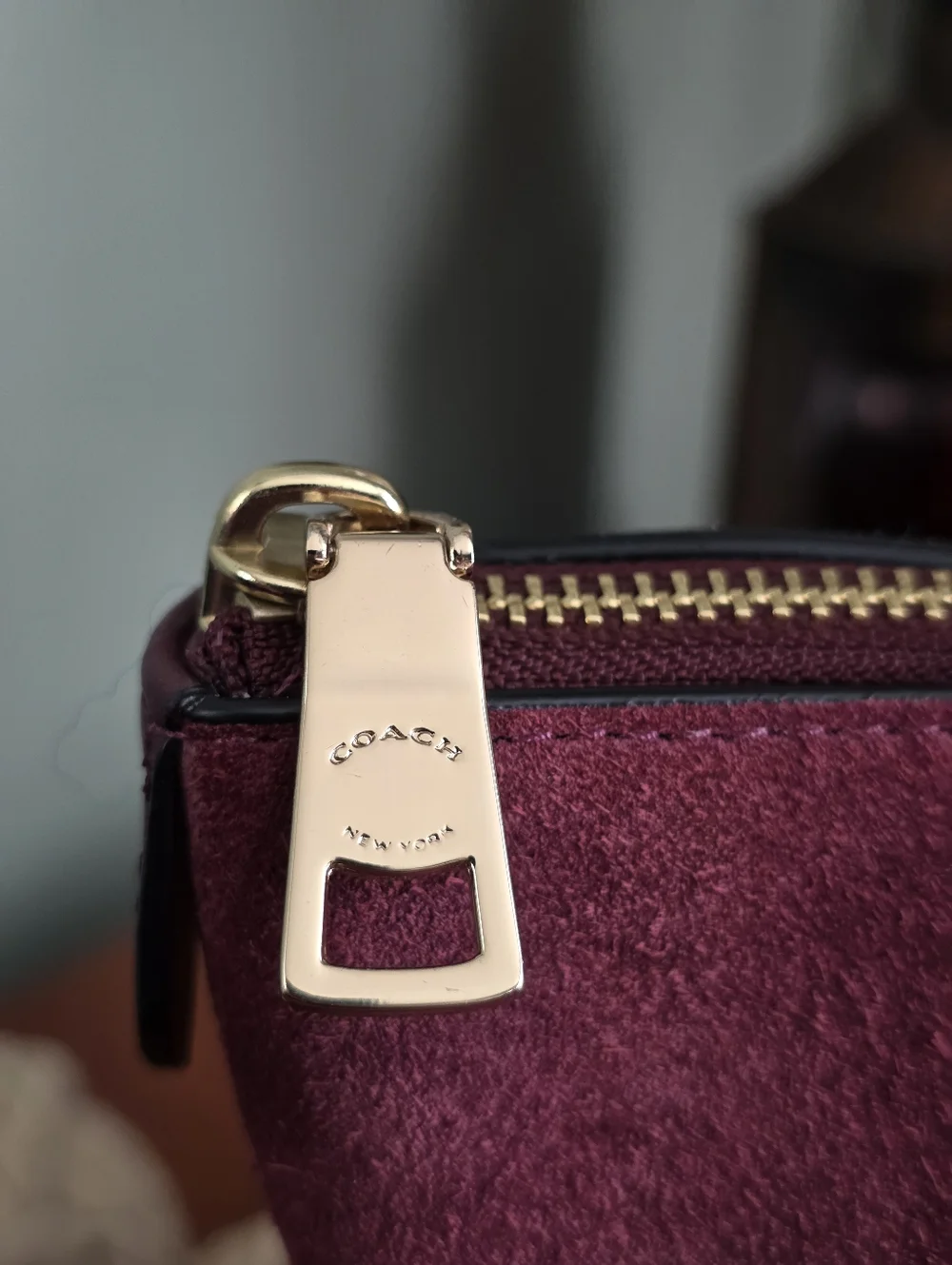 Coach F54579 Ava Tote Oxblood Burgundy Suede Leather Shoulder Bag